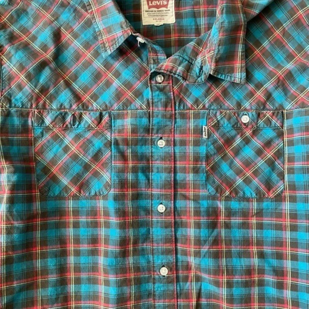 Levi's Plaid Long Sleeve Button-Down Shirt Top‎ Sz 2XL Multicolored